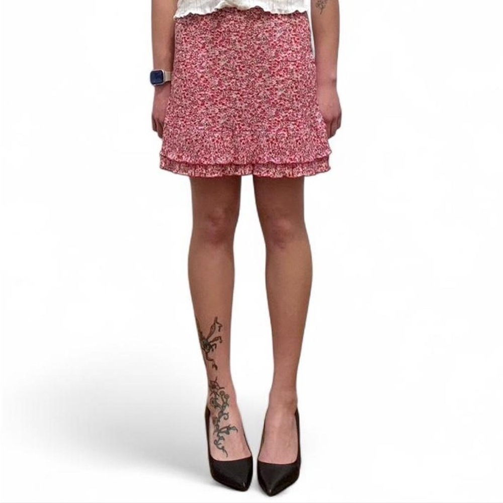 Morgan de Toi Red Pink A-Line Mini Skirt